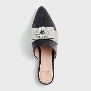 J Crew Velvet Marina Slide with Jeweled Bow